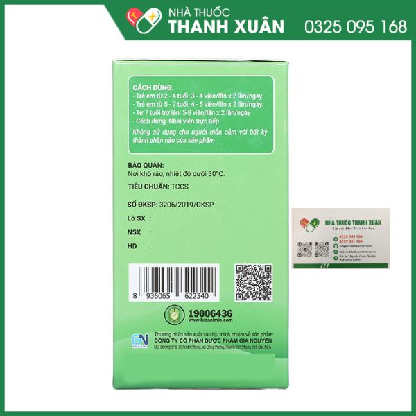 Bioacimin chewF thực phẩm bảo vệ sức khoẻ chai 60 viên